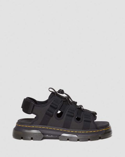 Dr Martens Jericho Leather & Neoprene Hybrid Men Sandals Black | USA-61789