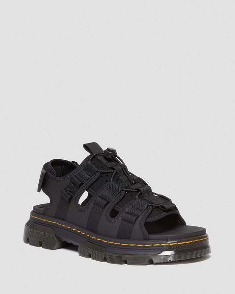 Dr Martens Jericho Leather & Neoprene Hybrid Men Sandals Black | USA-61789