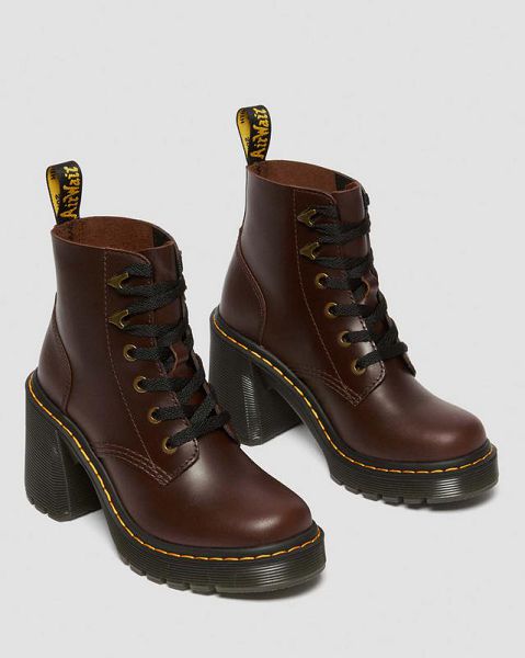 Dr Martens Jesy Dark Brown Classic Pull Up Women Boots Dark Brown | USA-413798