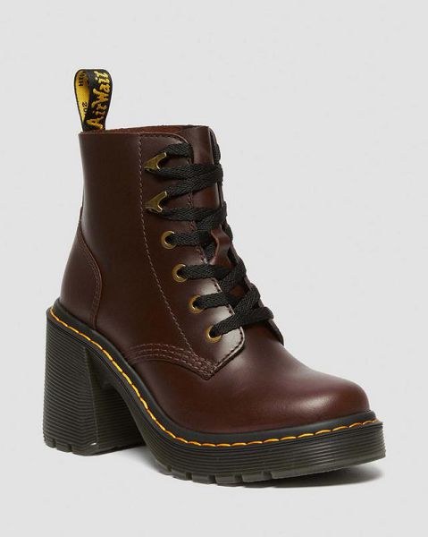 Dr Martens Jesy Dark Brown Classic Pull Up Women Boots Dark Brown | USA-413798