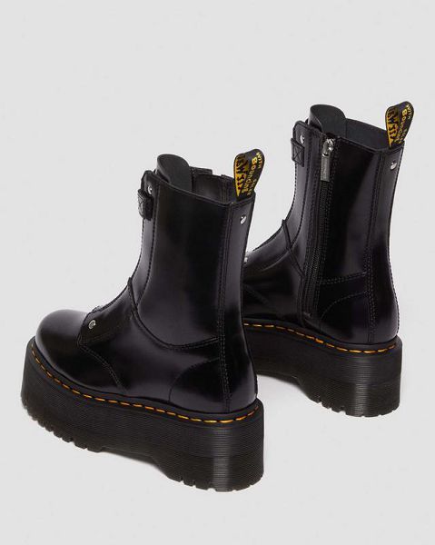 Dr Martens Jetta Hi Max Leather Women Platform Boots Black | USA-761385