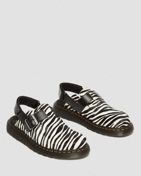 Dr Martens Jorge II Hair-on Animal Print Slingback Men Mules Black / White | USA-513602