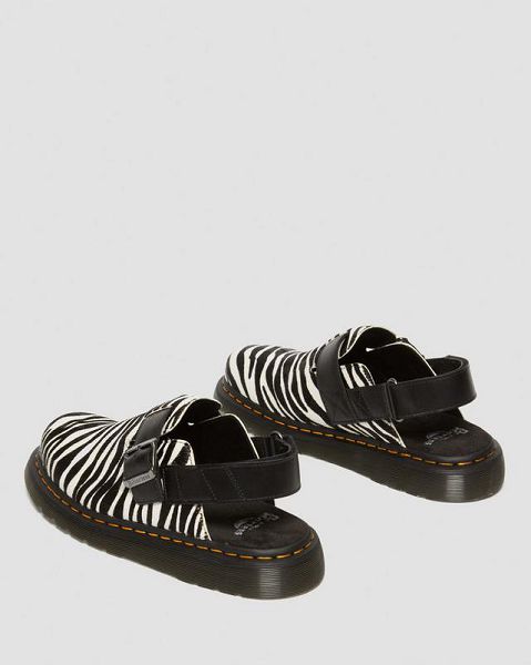 Dr Martens Jorge II Hair-on Animal Print Slingback Men Mules Black / White | USA-513602