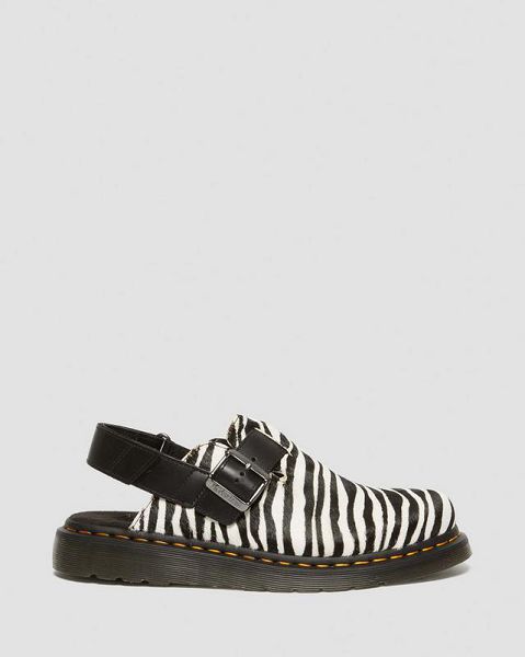 Dr Martens Jorge II Hair-on Animal Print Slingback Men Mules Black / White | USA-513602