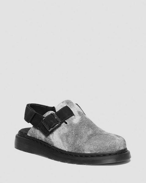 Dr Martens Jorge II Hairy Suede Slingback Men Mules Grey / Black | USA-627859