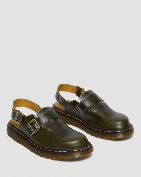 Dr Martens Jorge Made in England Classic Leather Slingback Men Mules Dark Green | USA-681039