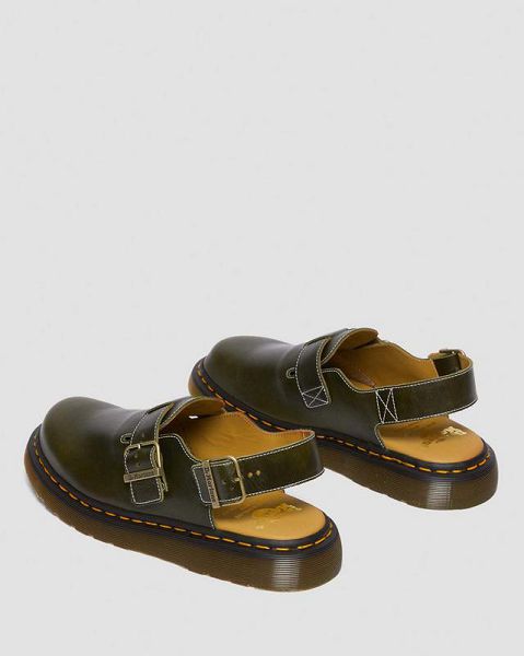 Dr Martens Jorge Made in England Classic Leather Slingback Men Mules Dark Green | USA-681039