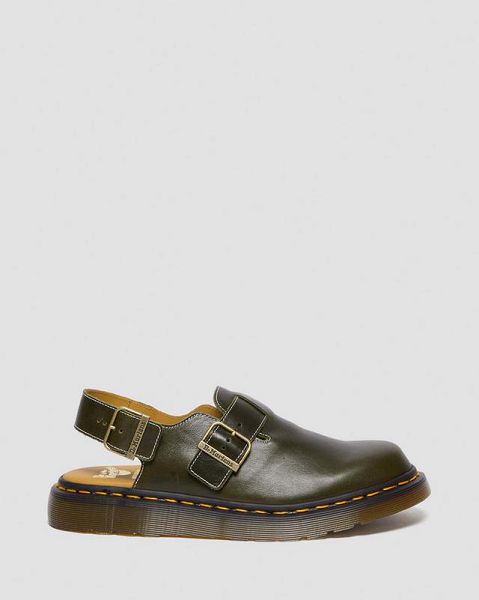 Dr Martens Jorge Made in England Classic Leather Slingback Men Mules Dark Green | USA-681039