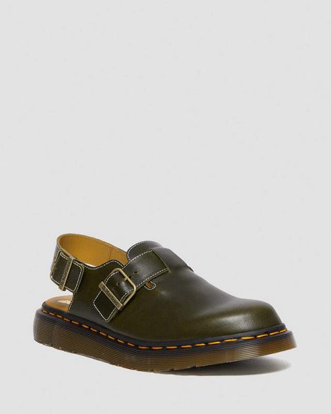 Dr Martens Jorge Made in England Classic Leather Slingback Men Mules Dark Green | USA-681039