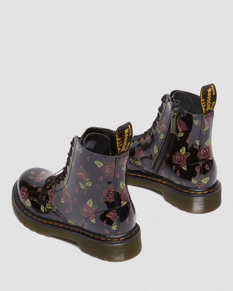 Dr Martens Junior 1460 Decayed Rose Leather Kids' Lace Up Boots Black | USA-394876