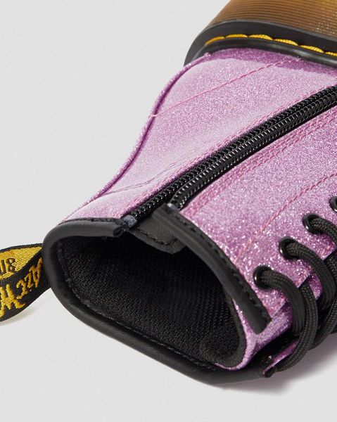 Dr Martens Junior 1460 Glitter Kids' Lace Up Boots Dark Pink | USA-362701