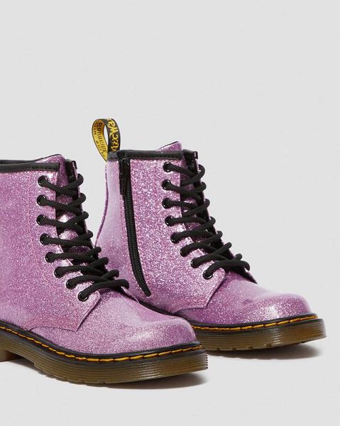 Dr Martens Junior 1460 Glitter Kids' Lace Up Boots Dark Pink | USA-362701