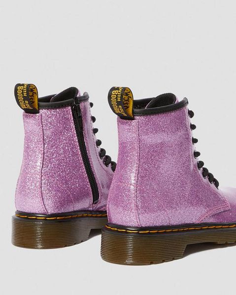 Dr Martens Junior 1460 Glitter Kids' Lace Up Boots Dark Pink | USA-362701