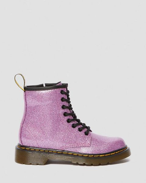 Dr Martens Junior 1460 Glitter Kids' Lace Up Boots Dark Pink | USA-362701