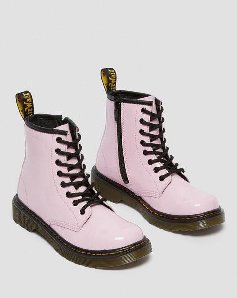 Dr Martens Junior 1460 Patent Leather Kids' Lace Up Boots Pink | USA-501678