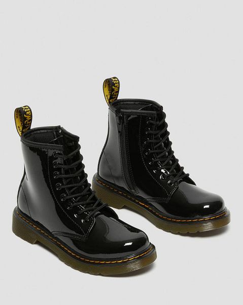 Dr Martens Junior 1460 Patent Leather Kids' Lace Up Boots Black | USA-968740