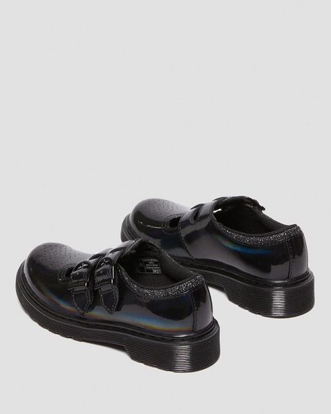 Dr Martens Junior 8065 Rainbow Patent Leather Kids' Mary Jane Shoes Black / Multicolor | USA-573941