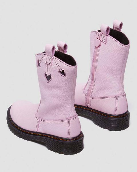 Dr Martens Junior Heart Nappa Patent Leather Kids' Pull On Boots Pink / Black | USA-230184