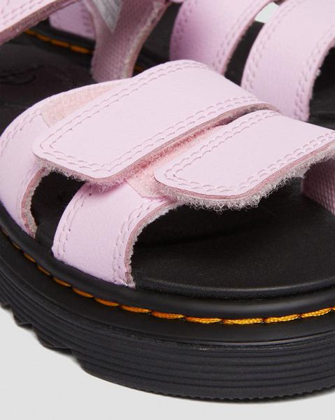 Dr Martens Junior Klaire Athena Leather Kids' Strap Sandals Pink | USA-746802