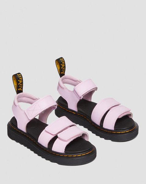 Dr Martens Junior Klaire Athena Leather Kids' Strap Sandals Pink | USA-746802