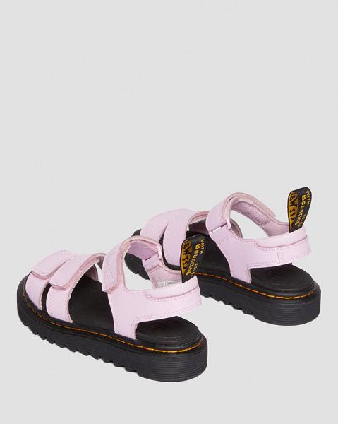 Dr Martens Junior Klaire Athena Leather Kids' Strap Sandals Pink | USA-746802