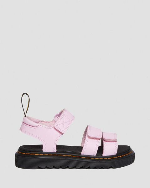 Dr Martens Junior Klaire Athena Leather Kids' Strap Sandals Pink | USA-746802