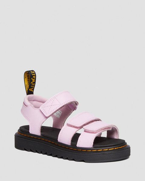 Dr Martens Junior Klaire Athena Leather Kids\' Strap Sandals Pink | USA-746802