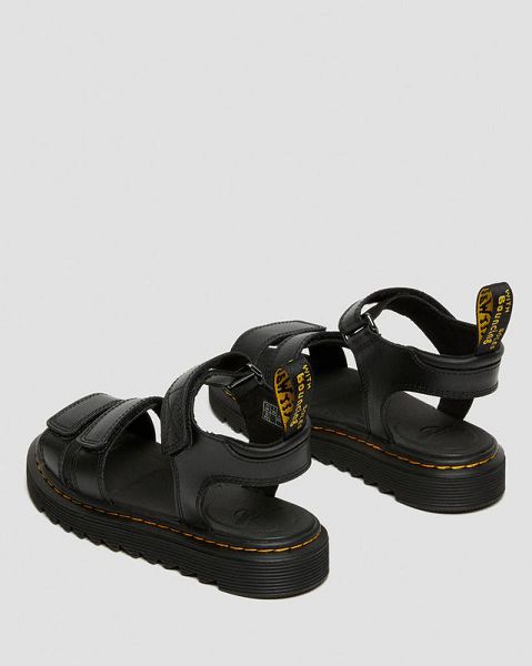 Dr Martens Junior Klaire Leather Kids' Strap Sandals Black | USA-602498