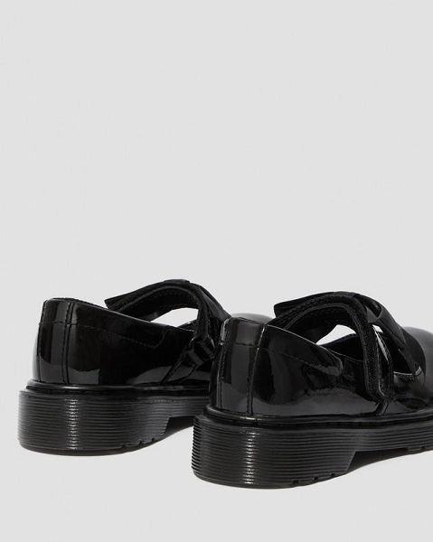 Dr Martens Junior Maccy II Patent Leather Kids' Mary Jane Shoes Black | USA-403926