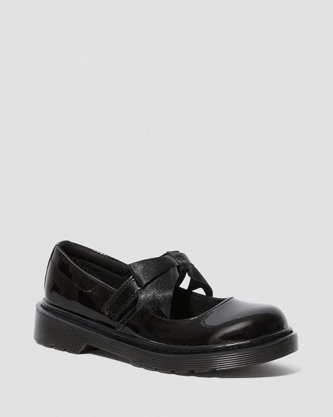 Dr Martens Junior Maccy II Patent Leather Kids\' Mary Jane Shoes Black | USA-403926