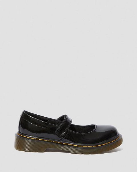 Dr Martens Junior Maccy Patent Leather Kids' Mary Jane Shoes Black | USA-679054