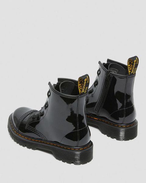 Dr Martens Junior Sinclair Bex Patent Kids' Leather Boots Black | USA-948610