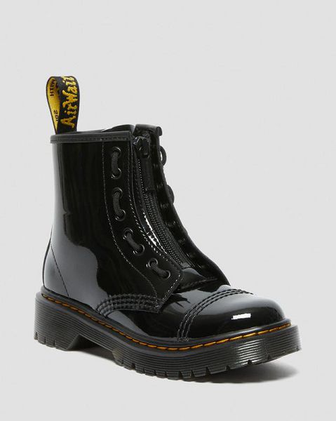 Dr Martens Junior Sinclair Bex Patent Kids\' Leather Boots Black | USA-948610