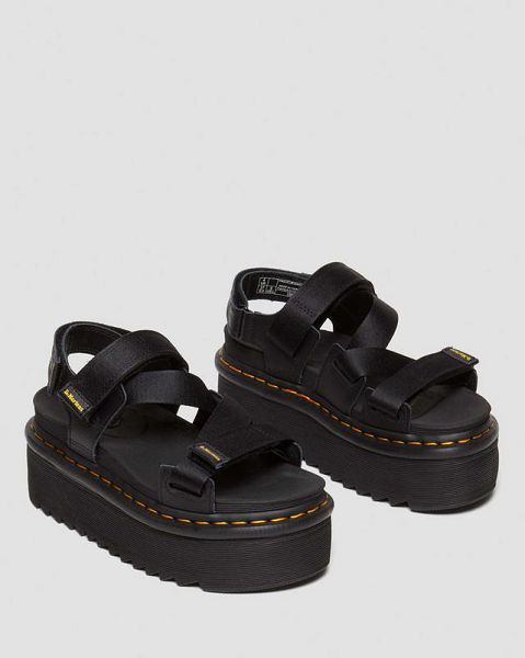 Dr Martens Kimber II Logo Webbing Women Sandals Black | USA-156039