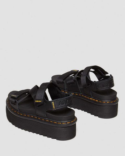 Dr Martens Kimber II Logo Webbing Women Sandals Black | USA-156039