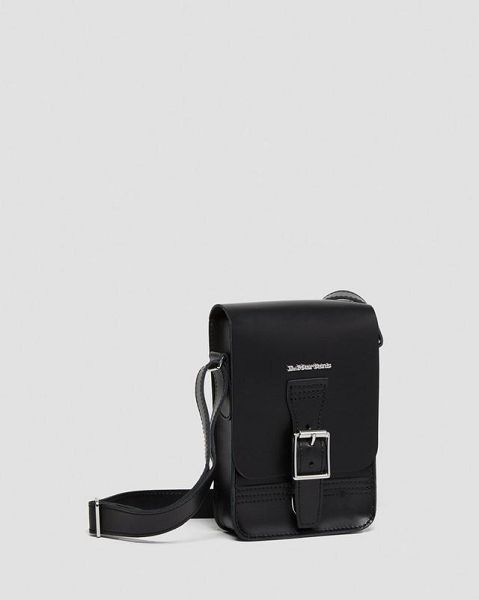 Dr Martens Leather Vertical Accessories Crossbody Bags Black | USA-537801