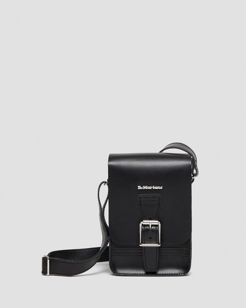 Dr Martens Leather Vertical Accessories Crossbody Bags Black | USA-537801