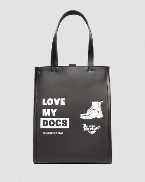 Dr Martens Love My Docs Leather Accessories Tote Bags Black | USA-908325