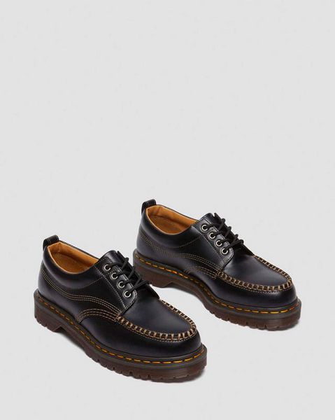 Dr Martens Lowell Leather Men Moccasins Black | USA-361528