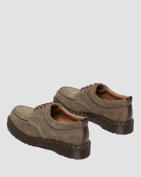 Dr Martens Lowell Suede Men Moccasins Olive / Dark Brown | USA-45713