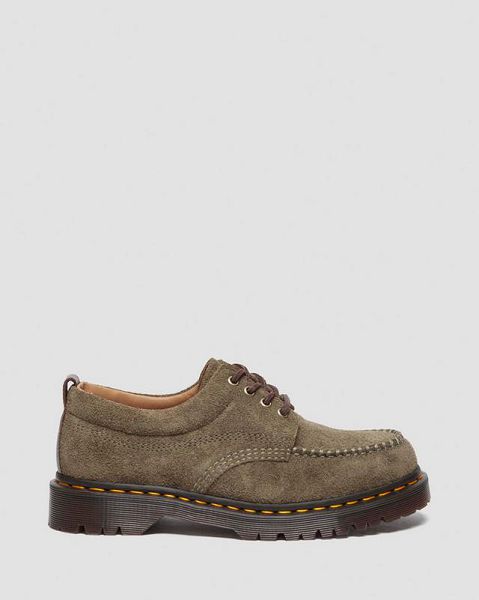 Dr Martens Lowell Suede Men Moccasins Olive / Dark Brown | USA-45713