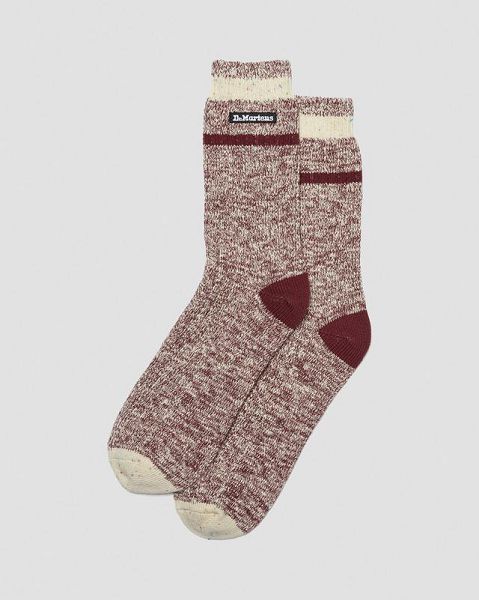 Dr Martens Marl Organic Accessories Socks Burgundy | USA-31586