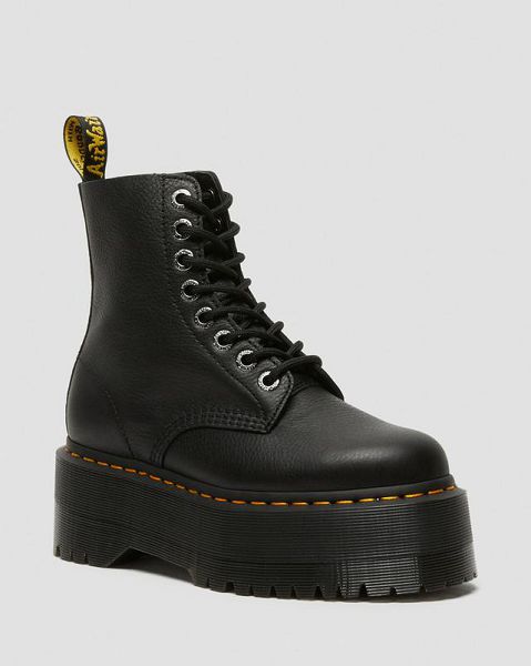 Dr Martens Max Leather Platform Women 1460 Boots Black | USA-871659