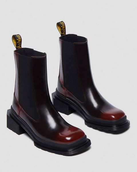 Dr Martens Maybole Square Toe Women Chelsea Boots Black / Pink / Red | USA-316792