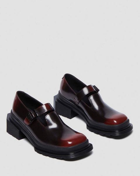 Dr Martens Maybole Square Toe Women Mary Jane Shoes Black / Pink / Red | USA-851470