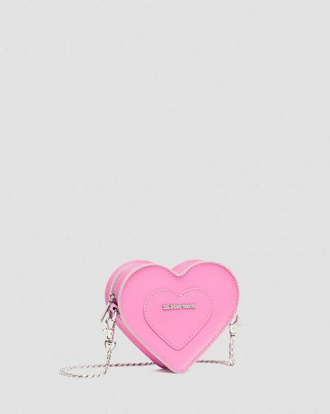 Dr Martens Mini Heart Shaped Accessories Leather Bags Pink | USA-389275