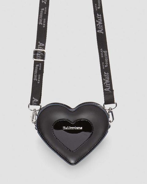 Dr Martens Mini Heart Shaped Kiev Accessories Leather Bags Black | USA-326951