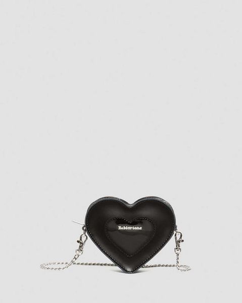 Dr Martens Mini Heart Shaped Kiev Accessories Leather Bags Black | USA-326951