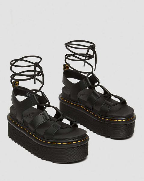 Dr Martens Nartilla Athena Leather Gladiator Women Platform Sandals Black | USA-312978