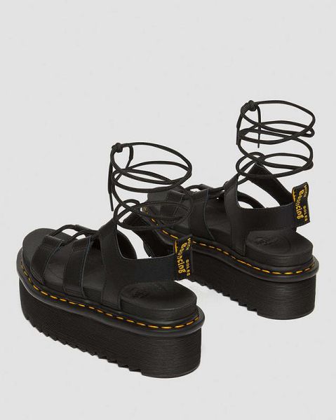 Dr Martens Nartilla Athena Leather Gladiator Women Platform Sandals Black | USA-312978